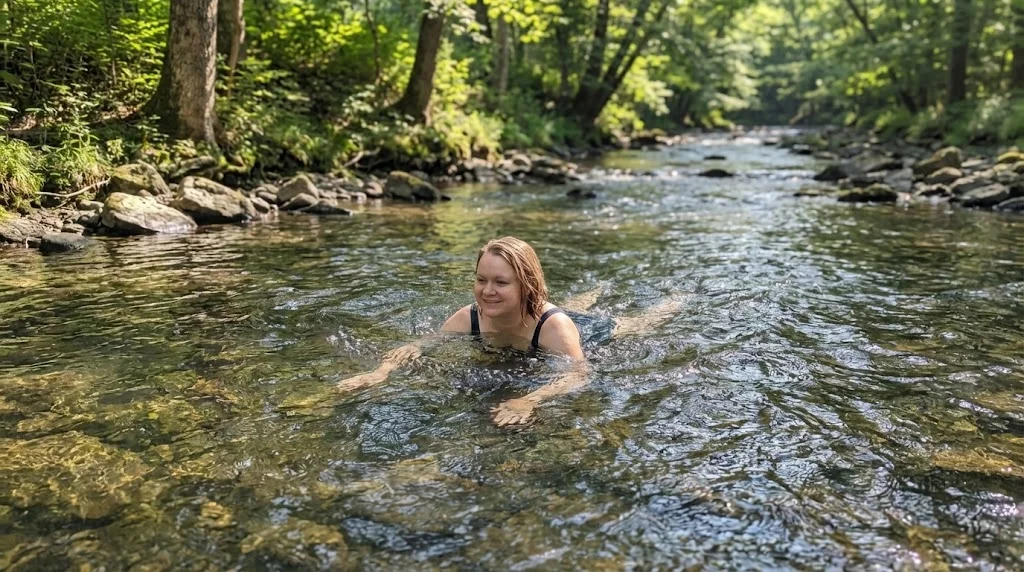 Wild swimming in the river